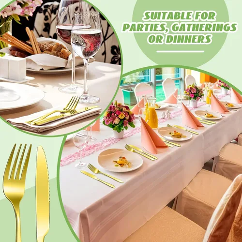 Vista 4 de Nuenen El juego de 150 piezas de acero inoxidable incluye 75 tenedores de cena y 75 cuchillos, cuchillos de metal para carne, tenedores, cubiertos