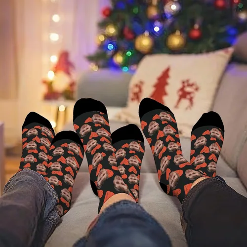 Vista 5 de D-Story Calcetines de cara personalizados, foto personalizada en calcetines, calcetines deportivos unisex para hombres y mujeres