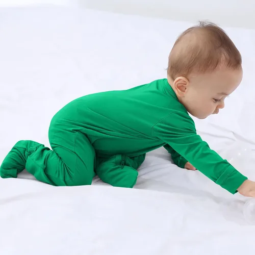 Vista 5 de GUISBY Pijama con pies para bebé, con mitones, rayón hecho de bambú para dormir, pijama de manga larga con cremallera de 2 vías
