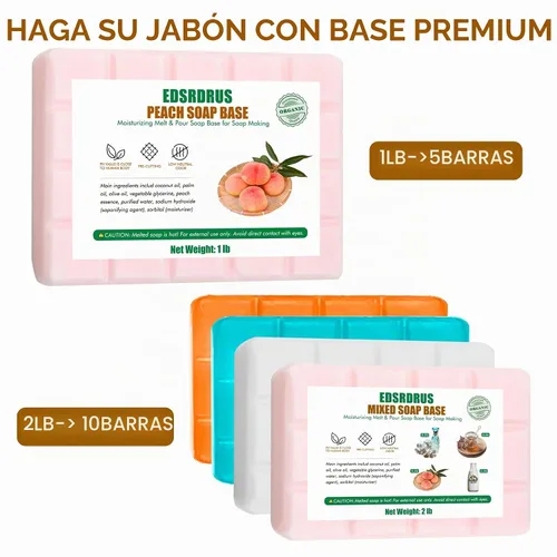 Vista 4 de EDSRDRUS Base de jabón aromática de 1 libra hecha a mano con aloe vera y aceite de coco, base de jabón hidratante para derretir y verter