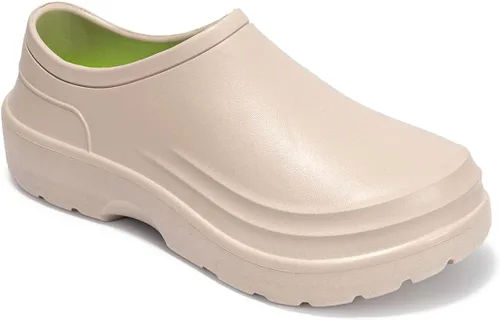 Vista 7 de Harssidanzar Zuecos para hombre, zapatos de chef para hombre, zapatos de jardín, zapatos de trabajo sin cordones para servicio de alimentos, jardín
