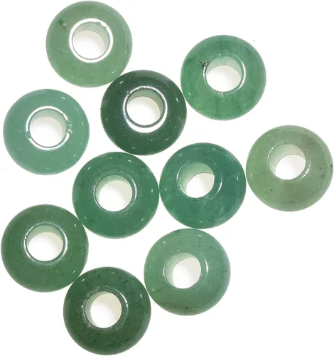 Vista 21 de Cuentas de piedra natural de agujero grande (0.23 a 0.236 pulgadas) pulidas Rondelle cuentas de piedras preciosas europeas para pulseras de dijes