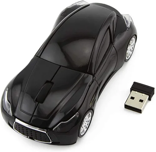 Vista 6 de Ratón inalámbrico de coche deportivo de escritorio Ordenador portátil Ratón óptico Ratones AAA Batería Nano USB 2.4GHz Gaming Mouse (negro)