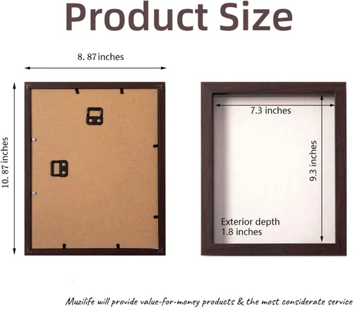 Vista 2 de Muzilife Caja de fotos con tablero de lino, vitrina de vidrio de madera profunda, lista para colgar, caja de memoria, recuerdos deportivos