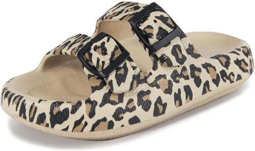 Vista 10 de Weweya Sandalias para mujer y hombre - Pantuflas acolchadas - Sandalias ajustables con doble hebilla - Sandalias planas de EVA