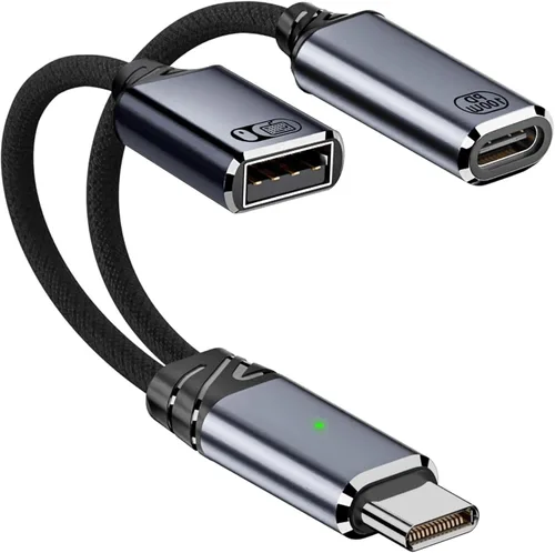 Vista 7 de Adaptador USB C a auriculares y cargador de 0.138 in, adaptador de audio USB C a auxiliar 2 en 1 con carga rápida PD 3.0 de 60 W, chip DAC