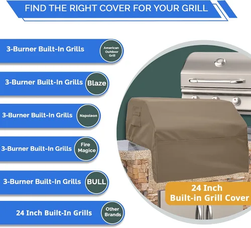 Vista 3 de Covers & All Cubierta de parrilla integrada para parrilla al aire libre – Resistente 12 oz impermeable cubierta de parrilla de barbacoa incorporada