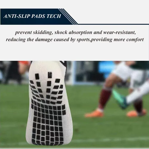 Vista 3 de fjberrtsat Calcetines de fútbol para hombre, antideslizantes, atléticos, antideslizantes, antideslizantes, para baloncesto, deportes, calcetines