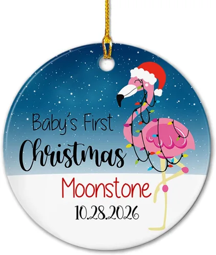 Vista 13 de Adornos de cerámica personalizados con texto en inglés «My First Christmas», bonito adorno de Navidad de gato para bebés, niños, primer recuerdo