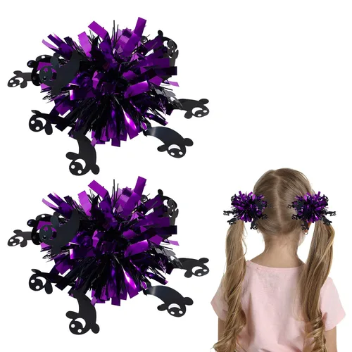 Vista 10 de Pinzas patrióticas para el 4 de julio para niñas y mujeres, con lazo metálico para animadora, con purpurina, rojo, blanco y azul, accesorios