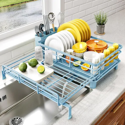 Vista 15 de Escurridor extensible para encimera de cocina, acero inoxidable, color negro