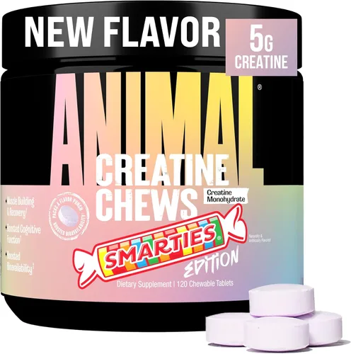 Vista 9 de Animal Gomitas de Creatina – Tabletas masticables mejoradas de monohidrato de creatina con AstraGin y sal marina, máxima absorción pre