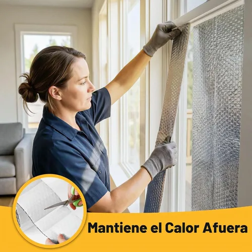 Vista 6 de Cinta aislante reflectante de doble burbuja, envoltura aislante de tubería de CA autoadhesiva para manguera de CA, conducto HVAC, manguera