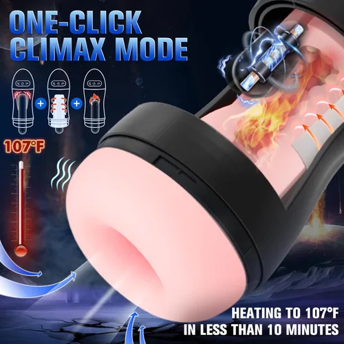 Vista 5 de Masturbador masculino automático, bomba de pene con 9 succiones y 10 vibraciones y calentamiento, juguetes sexuales masculinos, masturbador