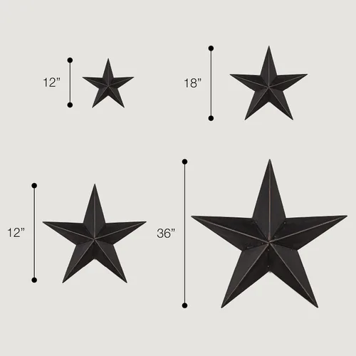 Vista 6 de Estrella de metal, color negro o rojo