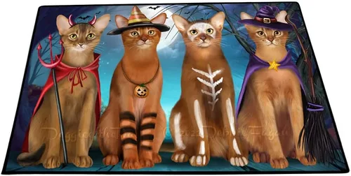 Vista 16 de Doggie of the Day Abyssinian Cats Floor Mat - Happy Fall Y'all Pumpkin - Best Dog Doormat - Protector Decor - Unique Portrait Art - Premium Quality