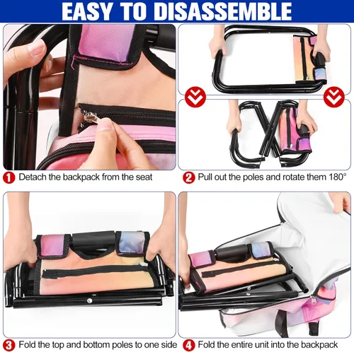 Vista 5 de Kikerike Silla enfriadora de taburetes tipo mochila resistente de 250 libras de carga máxima, portátil, ligera, plegable, para pesca, camping, caza