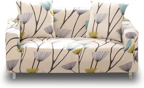 Vista 13 de Lamberia - Funda elástica para sofá de 3 plazas con estampado; incluye dos fundas para cojines gratis, (modelo Dandelion, Sofá 3 asientos)