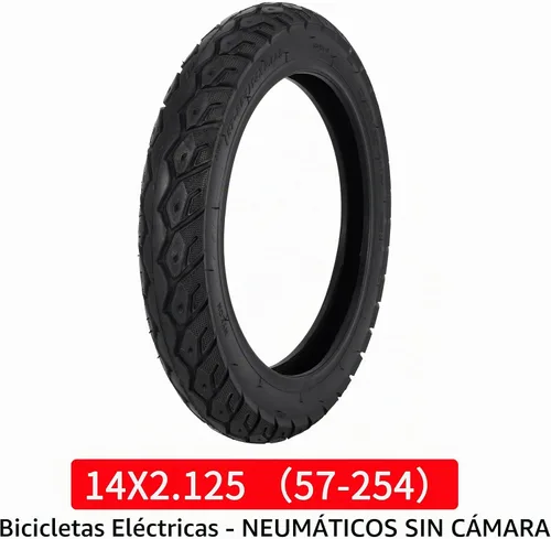Vista 4 de Neumático sin cámara de 14 x 2.125, neumático eléctrico de bicicleta de 14 x 2.125 con válvula en ángulo para bicicleta plegable eléctrica de 14 1