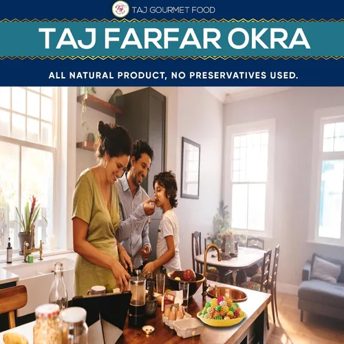 Vista 7 de TAJ Gourmet Farfar Fryums (tubo de pellets de trigo), 14.11 oz (Okra)