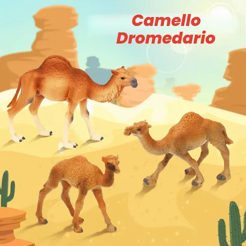 Vista 4 de Supervitae 8 piezas de camellos de plástico grandes, figuras de plástico de gran tamaño salvaje árabe camello dromedario, figuras de animales