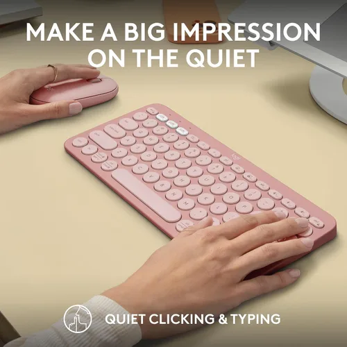 Vista 8 de Logitech Pebble 2 Combo, teclado y mouse inalámbricos, silencioso y portátil, personalizable, perno logi, Bluetooth, fácil de cambiar para PC, Mac