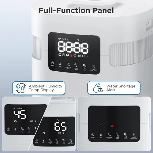 Vista 6 de TURBRO Humidificador comercial, habilitado para WiFi, vaporizador de aire ultrasónico de 5.3 galones/20L para habitaciones grandes de hasta 2000