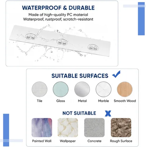 Vista 5 de LeLehome Paquete de 14 ganchos adhesivos de repuesto para regadera, resistentes e impermeables, transparentes, sin perforaciones, para estantes