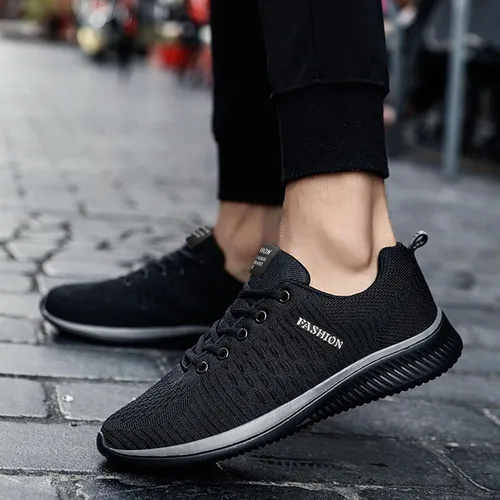 Vista 3 de Tenis para mujer, suela negra, antideslizantes, zapatos negros para mujer, zapatos negros para mujer, zapatos elegantes y cómodos para caminar