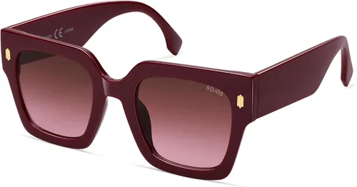 Vista 37 de SOJOS Gafas de sol cuadradas vintage de gran tamaño para mujer, estilo retro, de lujo, grandes, UV400 SJ2194