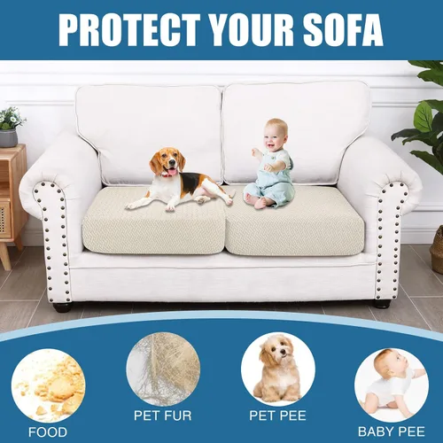 Vista 5 de Smiry Fundas de cojín impermeables para sofá, fundas de cojín elásticas de jacquard grueso, funda de asiento lavable, protector elástico de muebles