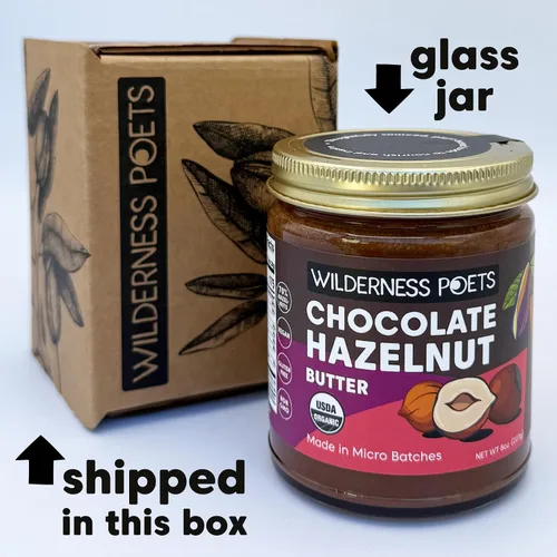 Vista 6 de Wilderness Poets, Mantequilla de avellana de chocolate orgánico - (8 onzas) - Sin aceite de palma - Ingredientes simples - 70% avellanas, 30%