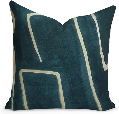 Vista 18 de Cojín de cojín verde salvia con rayas geométricas estilo granja enrejado imperial geométrico verde para sofá, funda de cojín de doble cara, 24 x 24