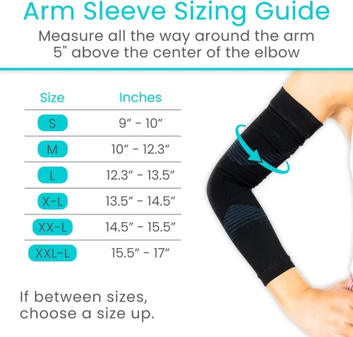 Vista 2 de Vive Manga de compresión de brazo para hombres, mujeres, 20-30 mmHg médica graduada con protección UV, para tendinitis, artritis