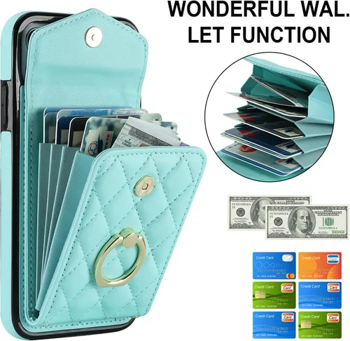 Vista 3 de Asuwish Funda de teléfono para iPhone 11 6.1 con protector de pantalla de vidrio templado y correa para la muñeca con bloqueo RFID, tarjetero