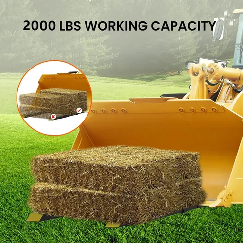 Vista 2 de Abrazadera de 2000 libras en horquillas de paleta, estante de horquilla resistente de 43 pulgadas con barra estabilizadora ajustable para tractor