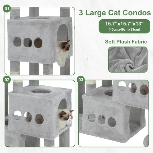Vista 2 de Gitelsnour Árbol para gatos para adultos grandes, torre de gato de 71.7 pulgadas de alto para gatos de interior, torre de árbol para gatos