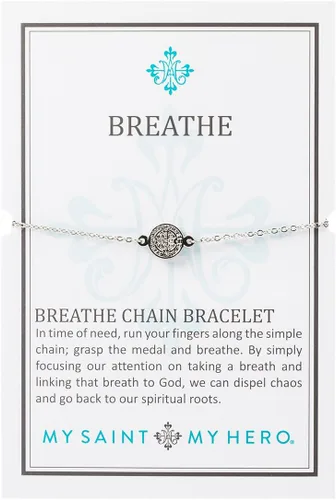 Vista 2 de My Saint My Hero Pulsera de cadena Breathe - Medalla benedictina plateada