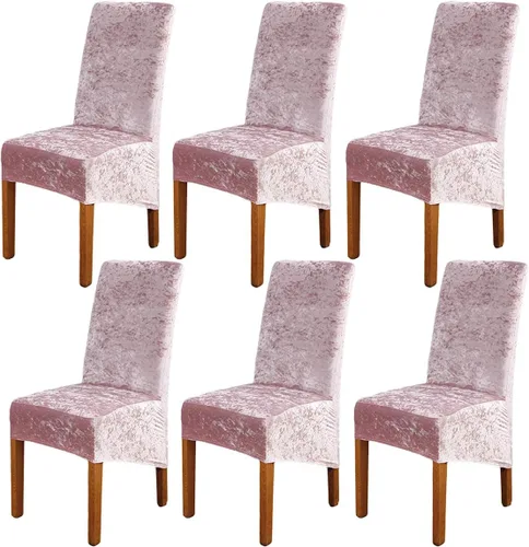 Vista 13 de Fundas para silla de terciopelo triturado, fundas protectoras elásticas y extraíbles para sillas XL, para comedor, ceremonia, banquete, boda Negro