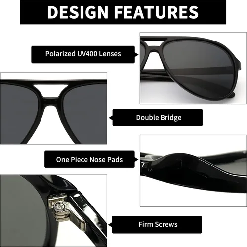 Vista 3 de JIM HALO Gafas de sol polarizadas de aviador para hombres y mujeres, gafas de conducción de plástico de gran
