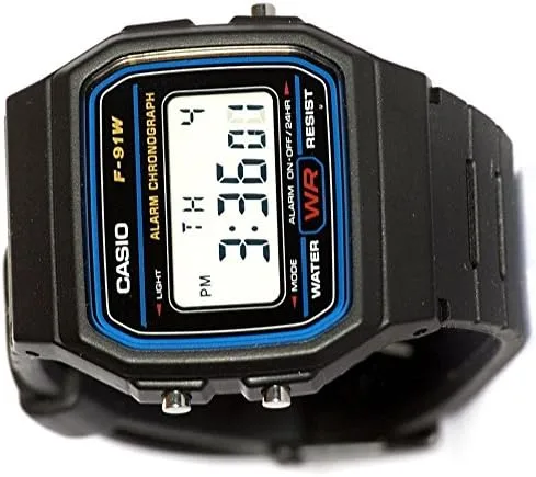 Vista 2 de Reloj deportivo de alarma digital CASIO F91W-1 para hombre Digital