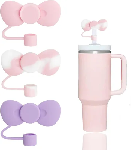 Vista 12 de 8 fundas de popote compatibles con vasos Stanley de 30 y 40 onzas, protectores de tapas reutilizables con puntas de silicona para vasos de 0.4