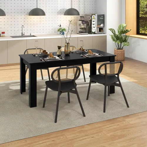 Vista 5 de Giantex Mesa de comedor para 6, mesa de cocina rectangular con capacidad de 330 libras, estructura estable, 63 pulgadas de largo x 31.5 pulgadas