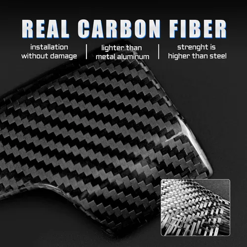 Vista 7 de Fibra de carbono, para Audi, cubierta de palanca de cambios para Audi A6/A7 SQ8 RS6 RS7 Q7 Q8/S8, accesorios interiores, negro
