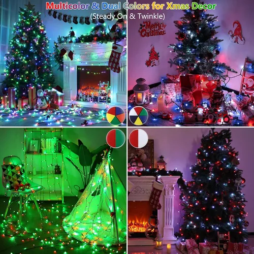 Vista 6 de Toodour Guirnalda de luces RGB de 66 pies, 200 luces LED que cambian de color con control remoto y temporizador, luces pastel impermeables