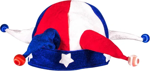 Vista 8 de Windy City Novelties Paquete de 2 sombreros de bufón iluminados de Estados Unidos, recuerdos de fiesta del 4 de julio, rojo, blanco y azul