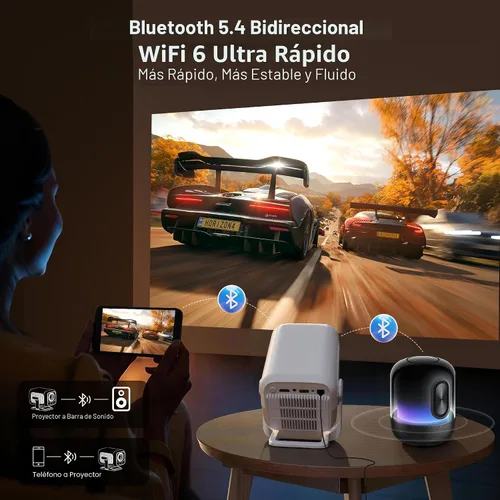 Vista 7 de [Compatible con 4K con licencia de Netflix] Proyector inteligente nativo 1080P, FHD 800 ANSI