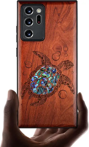 Vista 12 de Carveit Funda de madera de diseñador para Samsung Galaxy Note20 Ultra (grabado de madera e incrustaciones de carcasa) compatible con cargadores