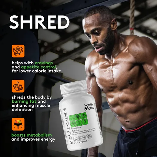 Vista 3 de Youth & Tonic Sculpt Shred Cleanse Detox 3X pastillas para perder peso: supresor del apetito, quemador de grasa, refuerzo de energía y limpieza