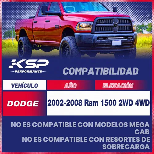 Vista 2 de KSP 2" Bloques de Elevación Traseros para Dodge Ram 1500 2002-2008 2WD 4WD, Kits de Nivelación Traseros de 2 Pulgadas con Pernos en U Redondos